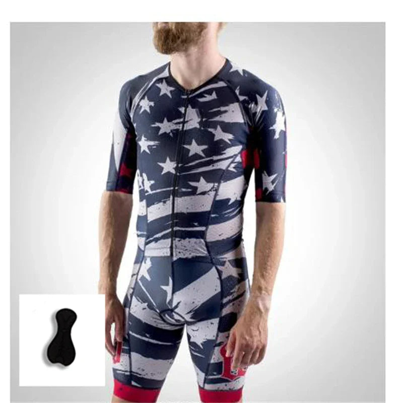 Triathlon Trisuit - American Flag - Land of the Free. Home of the Brave. Engineered for the Bold.